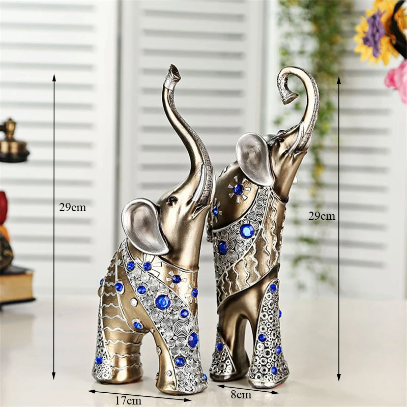 

2PCS/SET EUROPEAN RESIN ELEPHANT CRAFTS MOTHER AND CHILD ANIMAL FIGURINE HOME LIVING ROOM DECORATION CREATIVE ELEPHANT ORNAMENTS