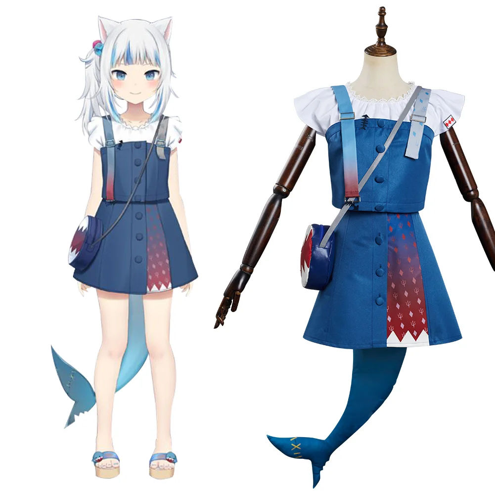 

Hololive Vtuber -Gawr Gura Косплей Костюм Платье наряды Хэллоуин Карнавальный Костюм