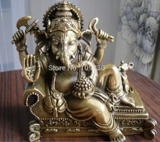 Бесплатная доставка &ltтибетская Буддийская бронза GANESHA INDISCHER GOTT статуя на кровать