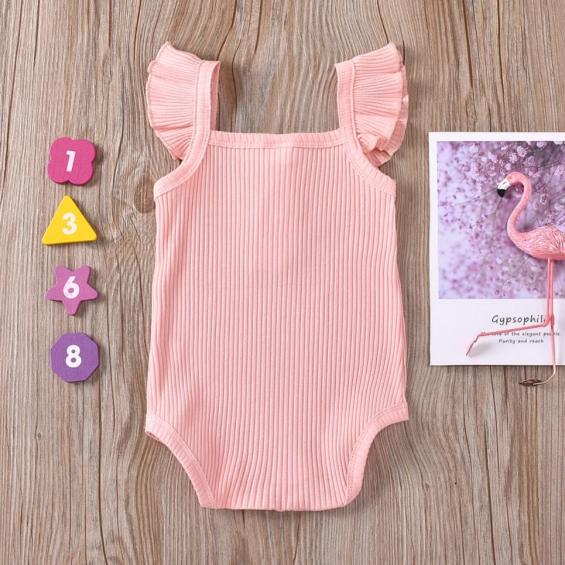 

Summer Newborn Baby Girl Romper Jumpsuit Infant Cute Pink Sleeveless Bodysuit 0-12M Baby Cotton Sweet Romper Outfits Clothing