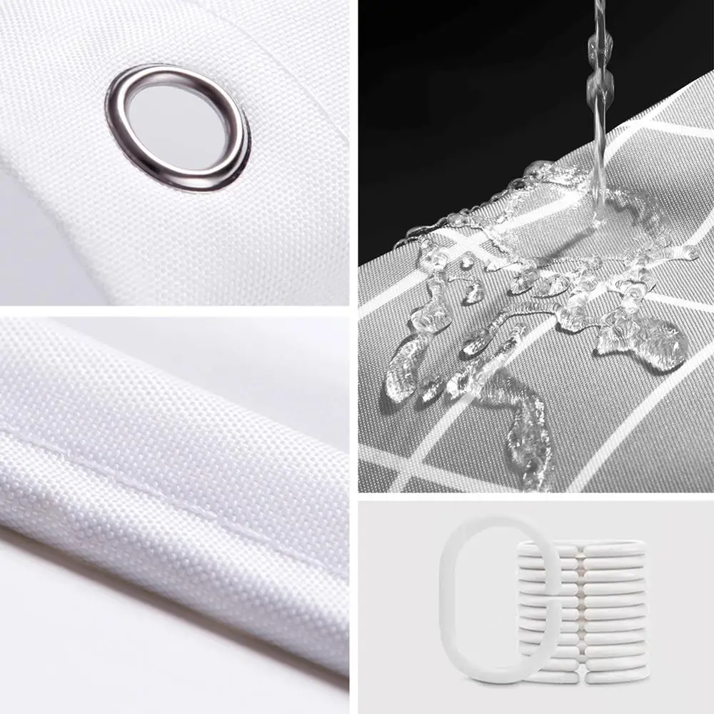 

3D Printed Waterproof Polyester fabric Multiple sizes Shower Curtain Christmas snowman pattern Bath Products with 12 Hooks