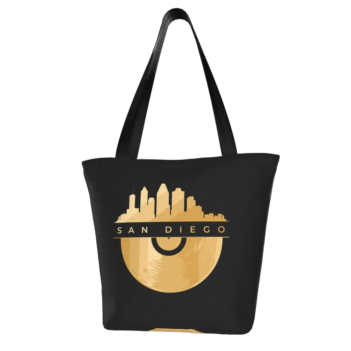 San Diego Skyline Vinyl Record California Music Souvenir Shopping Bag Aesthetic Cloth Outdoor Handbag Female Fashion Bags