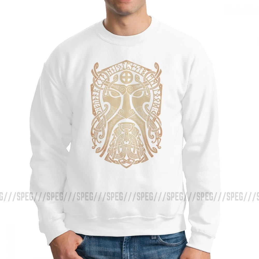 Свитер Тора Godmask Viking Valhalla Odin Man, винтажный органический хлопок, Пуловеры с круглым вырезом, худи с принтом, одежда - Цвет: Белый