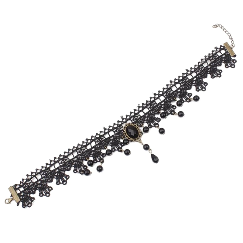 Элегантное ожерелье чокер для женщин и девушек с жемчужной подвеской черный