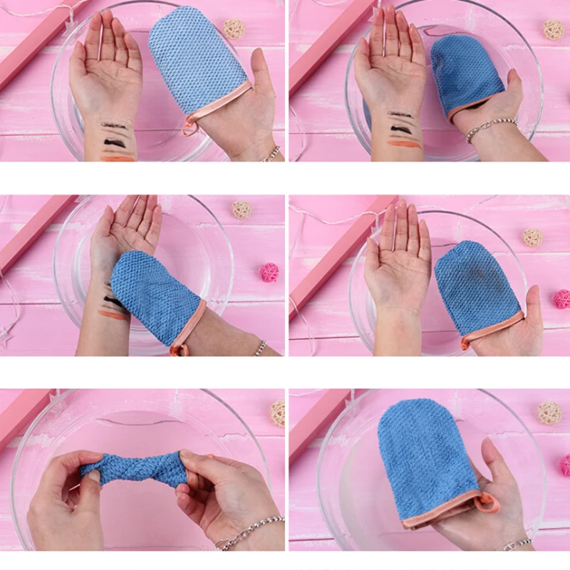 

1pc Water Remover Cleansing Glove Reusable Remover Tool Comfortable Microfiber Facial Cloth Face Towel Random