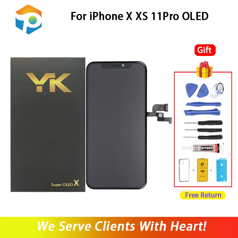 

Test AAA Super OLED For iPhone X XS 11Pro LCD Screen Replacement For iPhone 11Pro Super OLED With 3D Touch Assembly True Tone