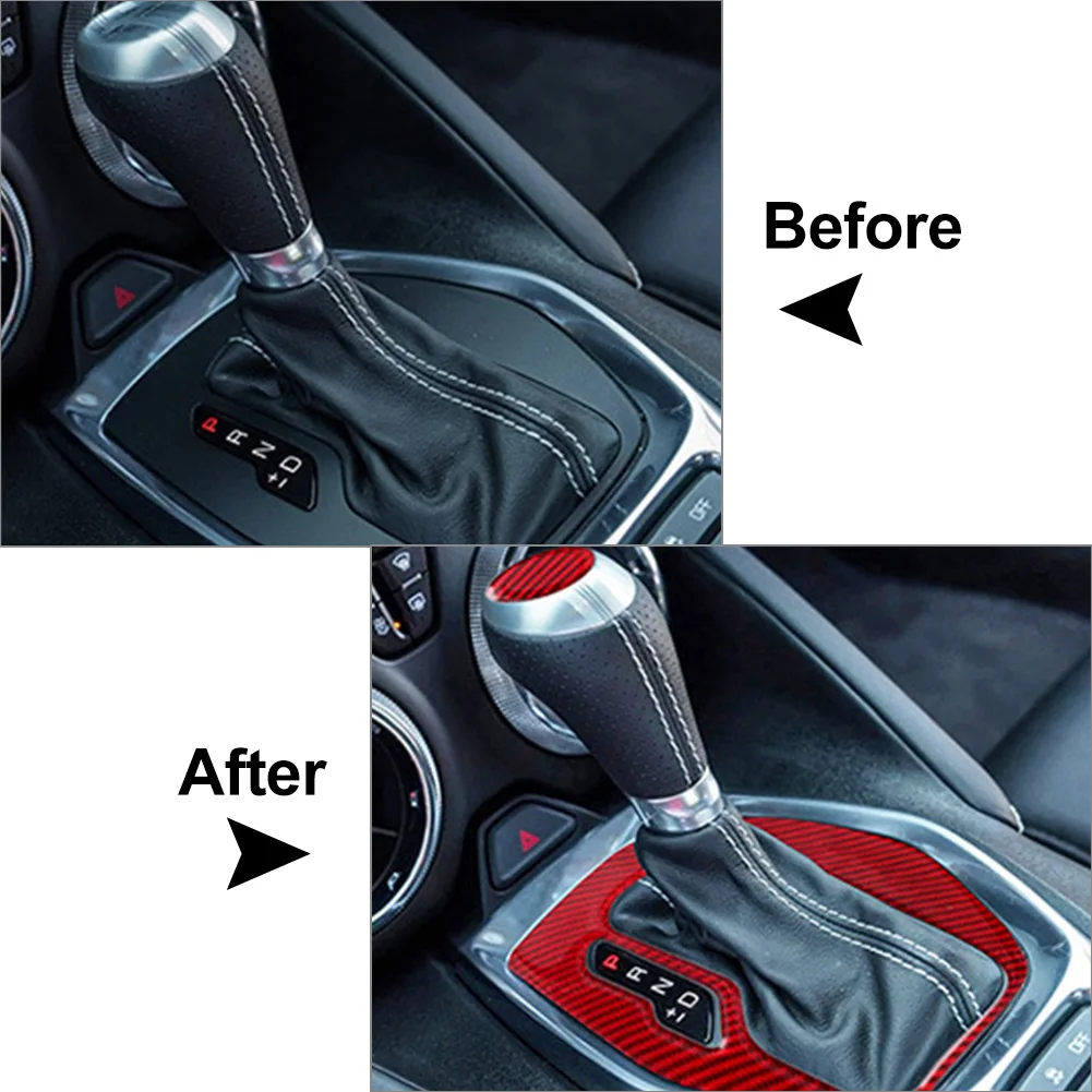 

For Chevrolet Camaro 2016-2020 Car Interior Inner Gear Shift Panel Cover Trim Red Carbon Fiber