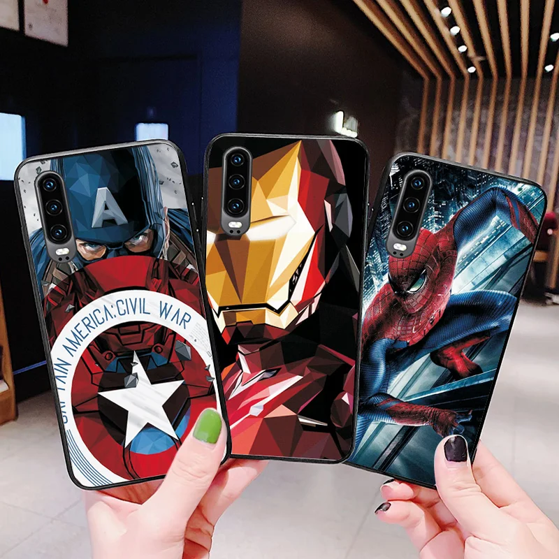 Чехол captain america для huawei P30 Lite P10 Lite, черный ТПУ для huawei P30 P20 Pro P8 P9 Lite, чехол для huawei P30 Pro, чехол