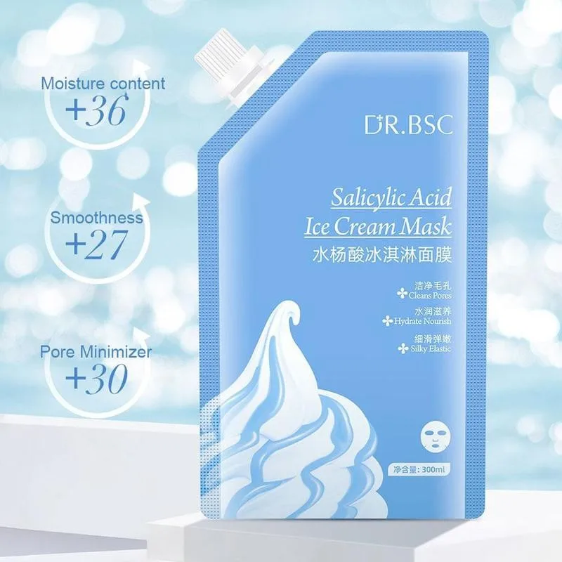 

300ml Salicylic Acid Ice Cream Mask Sodium Moisturizing Cleansing Blackhead Remover Whitening Shrink Pores Skin Care