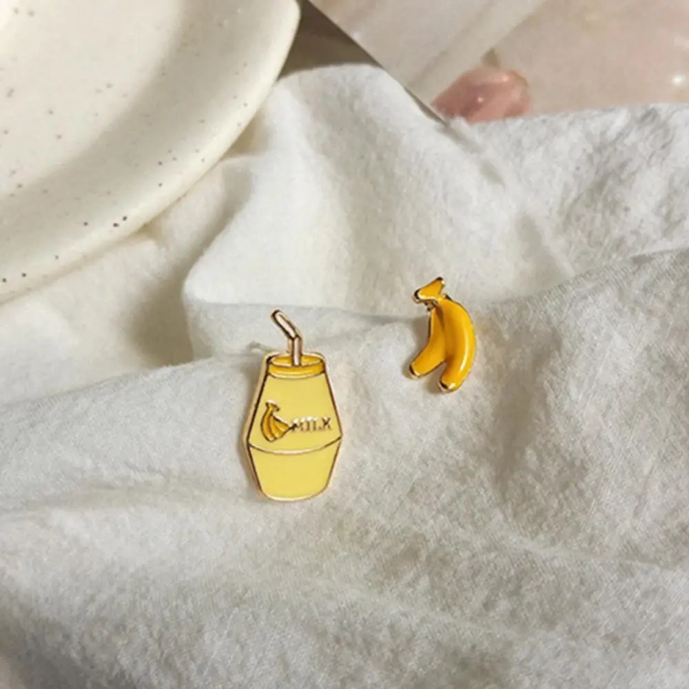 

Women Funny Banana Milk Asymmetric Pendant Stud Earrings Jewelry Birthday Gift