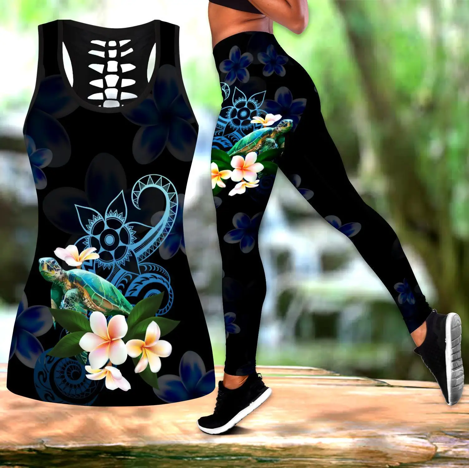 

Amazing Polynesian Turtle With Plumeria Flowers 3D All Over Printed Legging & Tank top Sexy Elastic Female Skinny Leggings DDK35