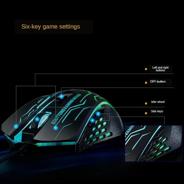 Mouse Silent Click USB Wired Gaming Mouse 6 Buttons 3200DPI Mute Optical Computer Mouse Gamer Mice for PC Laptop Notebook Game 2