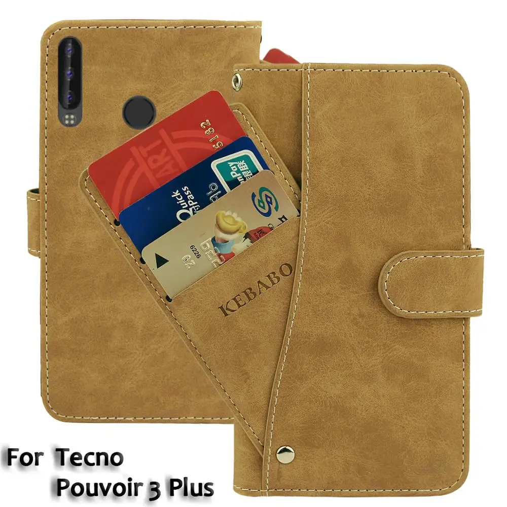 Кожаный кошелек Tecno power 3 Plus чехол 6 35 дюйма роскошный флип-чехол в ретро стиле для