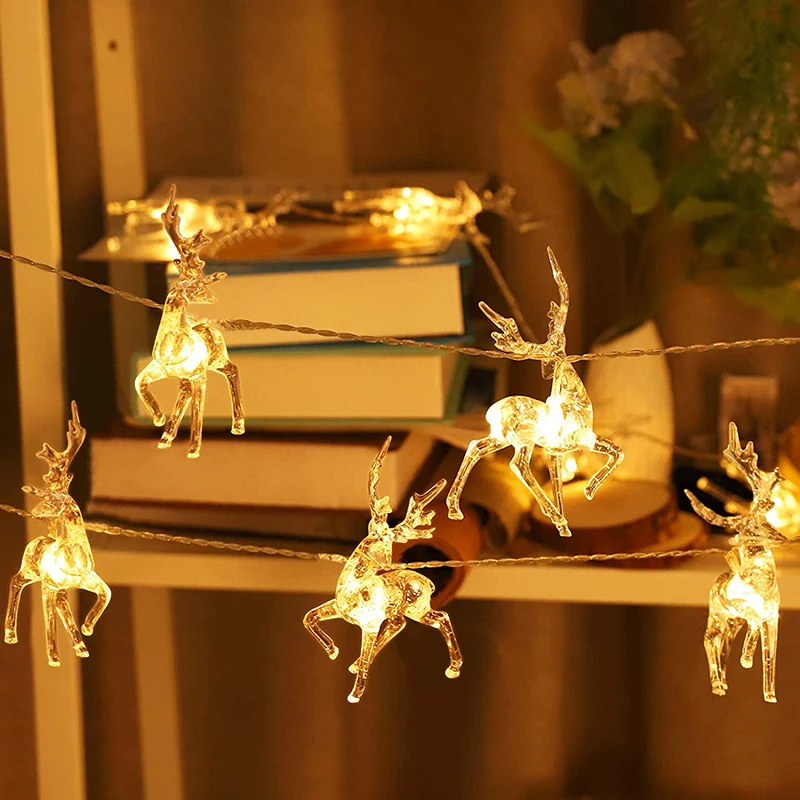 

1.5m 10LED Sika Deer Light String Christmas Elk-shaped Hanging Oranments Merry Christmas Decorations for Home Xmas Tree Pendent