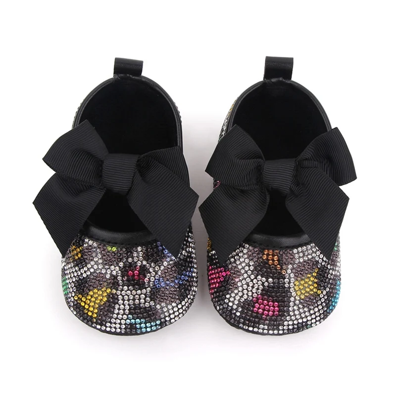 

Newborn First Walkers Shoes Baby Girls Bowknot Leopard Print Sequins Soft Soled Shoes for 0-12M Toddler Infant Crib Shoes
