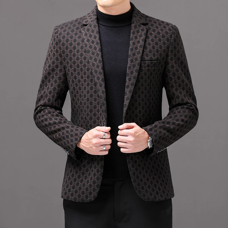 

Spring and Autumn Men's Business Suit Coat Young and Middle-aged Men's Single Casual Suit Wool Loose Fashion Small Suit