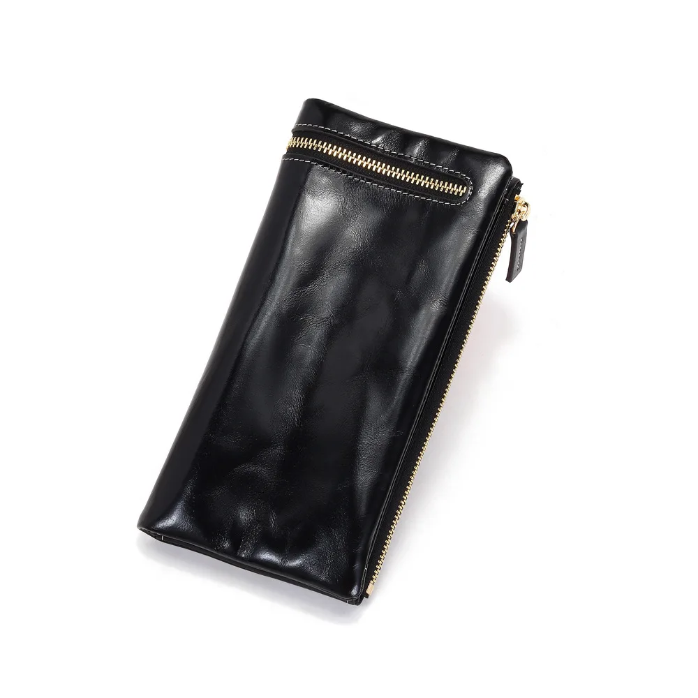 

Women Genuine Leather Long Wallets Coin Purse Casual Cow Leather Money Phone Bag Card Holder Lady Fashion Zipper Clutch Bag
