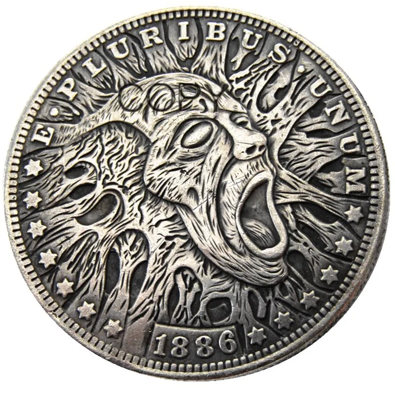 HB(15) US Hobo 1886 Morgan Dollar посеребренные копировальные монеты|Безвалютные монеты| |