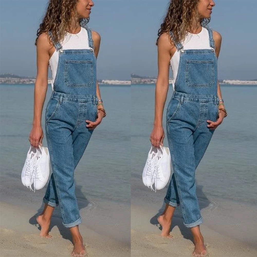 

Plus Size Denim Overalls Women Fashion Slim Jumpsuit Jeans Bib Full Length Skinny Casual Romper Jean Pants Tight Trousers D30