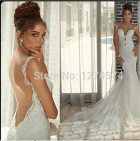 new fashionable pearls vestido de noiva hot sexy backless bridal gown mermaid wedding dress bride dresses 2016 free shipping