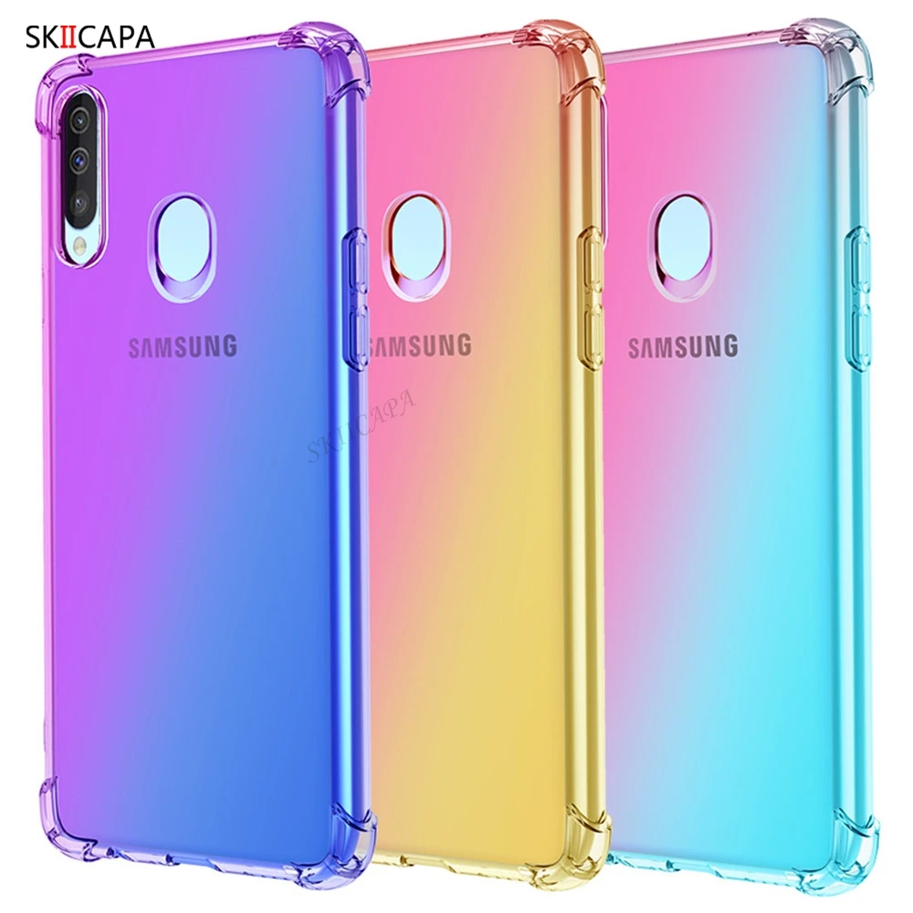 Чехол для Samsung Galaxy A90 5G A80 A70S A50S A40 A30S A20S A10S прозрачный градиентный противоударный