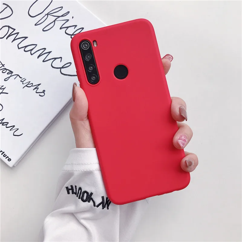 red Однотонный Мягкий силиконовый чехол из ТПУ для xiaomi redmi note 8, 7, 6, 5 pro, 8a, 7a, 8tматовая задняя крышка, xiomi redmi note 8, note 8pro - Цвет: red