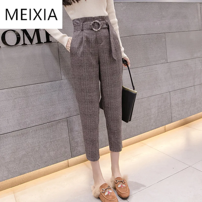 

s-2xl Autumn Retro Bud Trousers Women 2020 Fashion Harem Pants Women Plus size Formal Pants Women With Belt