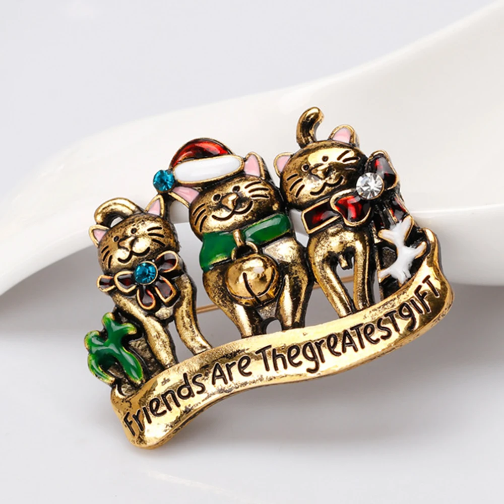 Рождественская брошь с котом милые ювелирные изделия аксессуары для одежды