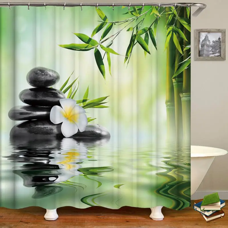 Занавеска для душа Zen домашний декор 3D занавеска ванны с крючками зеленые