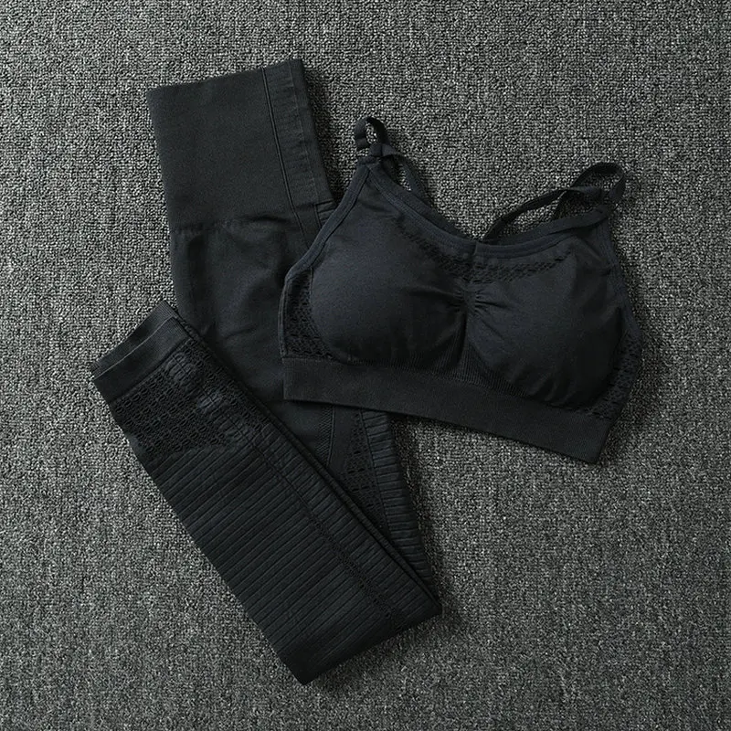 

Sexy Sportswear Seamless Suit Women's Workout Clothes Wear-Resistant Women's Gym Leggings Padded Push-up Facility Bra