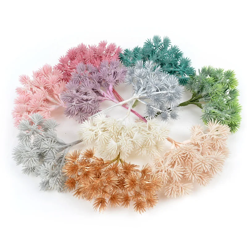 

6PCS/Lot 14cm Pine Aritificial Flwer Plants Pine Needle Bouquet for Christmas Home Decoration DIY Wreath Craft Party Supplie