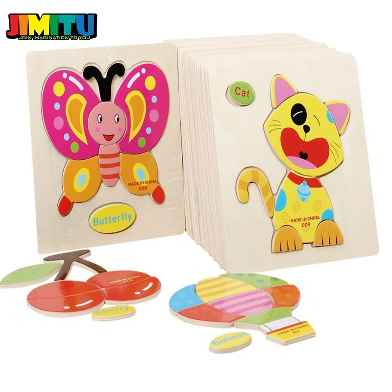 Деревянная 3D головоломка деревянные игрушки для детей мультфильм животных