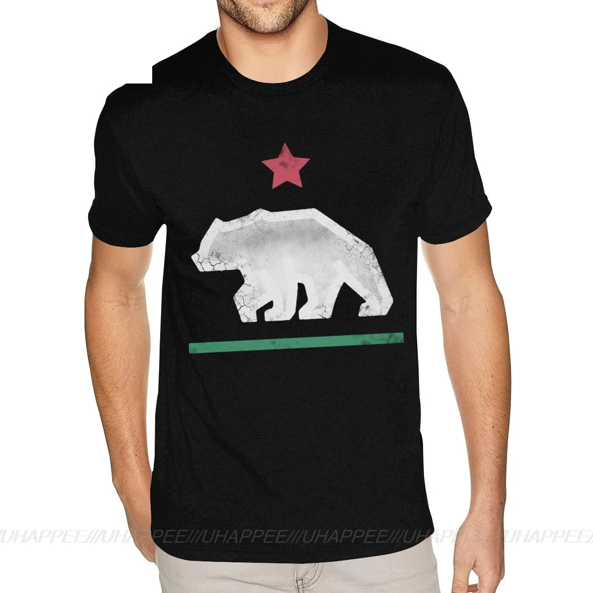 Crazy Калифорнийский медведь футболки короткий рукав мужские Размеры черная