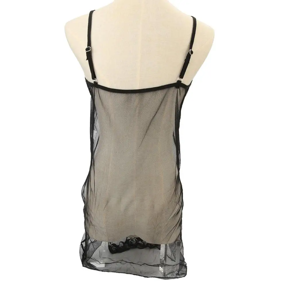 

Hot Sale 80% Women's Sexy Deep V Neck See Through Bowknot Decor Nightwear Sleepwear Dress Lace Flower Spaghetti Strap Slit Hem