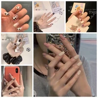 14tipssheet milk heart nail wraps polish decals strips jump cross color glitter 3d adhesive full nail art stickers matte nails
