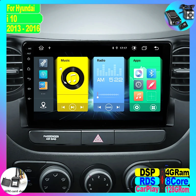 

Стерео Автомагнитола мультимедийный видеоплеер для Hyundai Grand i10 2013 2014 2015 2016 навигация GPS DSP IPS Android 11 No 2din dvd