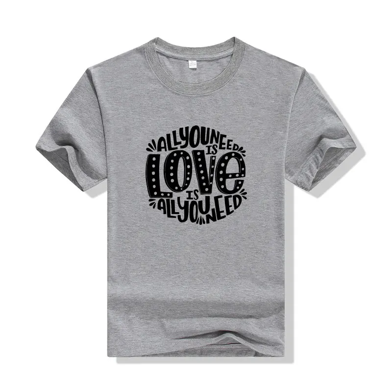 ALL YOU NEED IS LOVE Женские летние хлопковые футболки с буквенным принтом и коротким