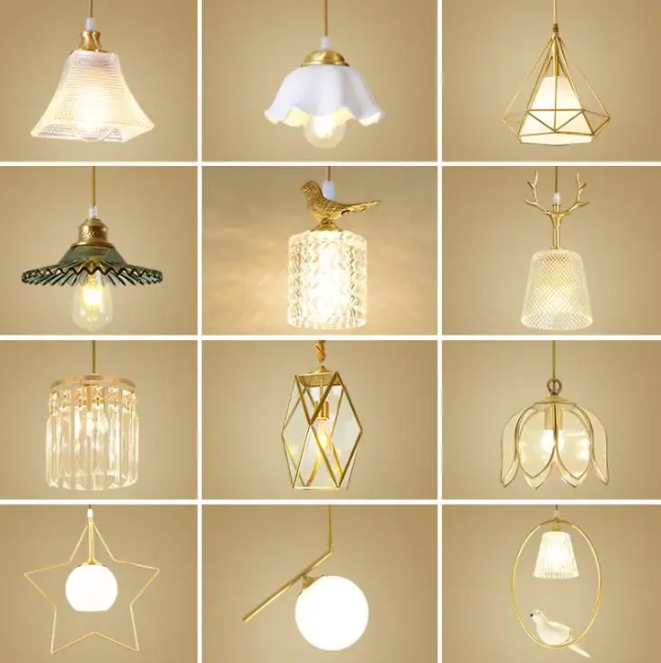 Все медные творческий ресторан светильник проход маленькая люстра одна