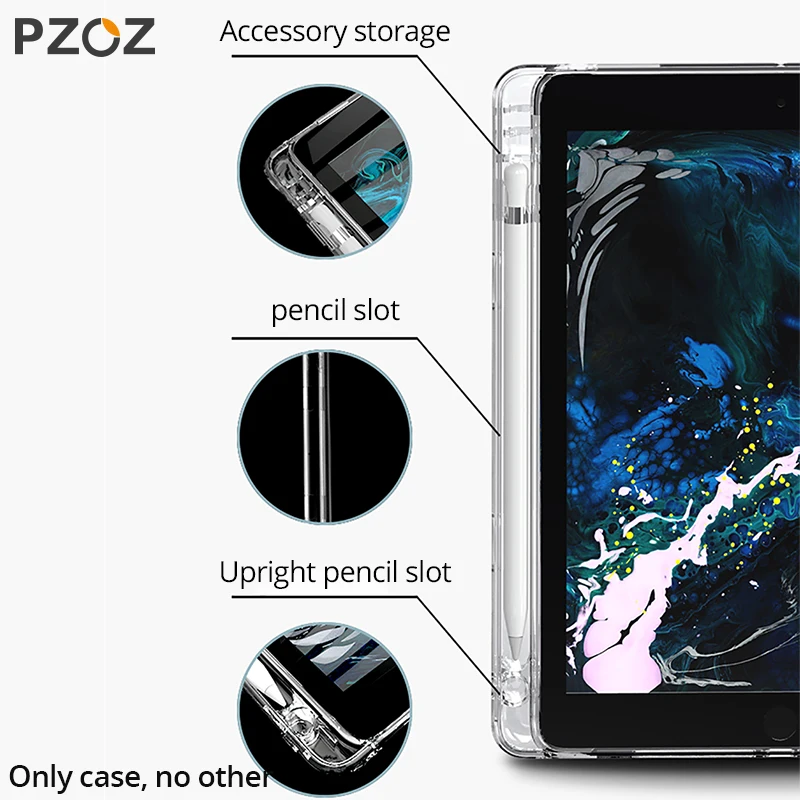 Чехол PZOZ с держателем для карандашей iPad 9 7 Pro 10 5 11 12 дюйма Ультратонкий Мягкий