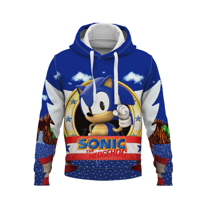 

New Fashion Sonic Hoodies Casual Long Sleeve 3d Print Polyster Boys Girls Clothes Parent-child Thin Style Cartoon 4 To 14 Y Coat