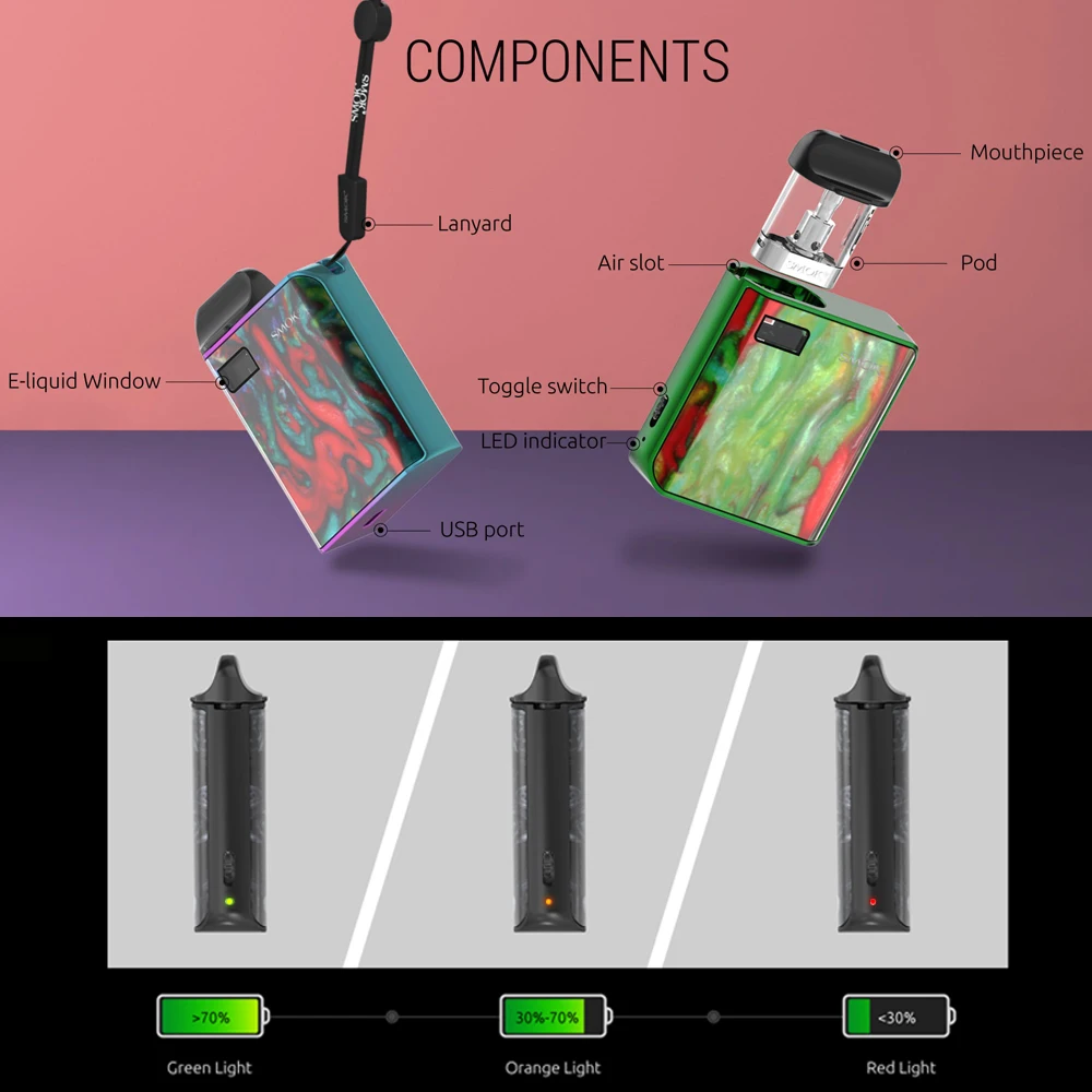 Оригинальный набор SMOK Mico 700 мАч вейп электронная сигарета с 1 7 мл Pod Форсунка
