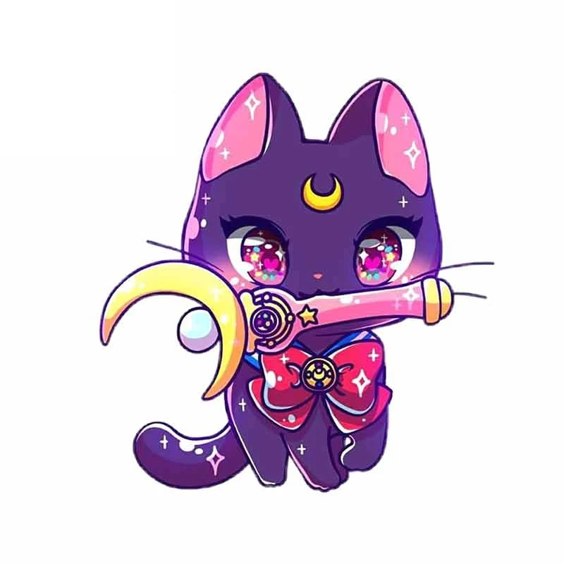 

JuYou Funny Stickers Exterior Accessories Personality PVC Decal Moon Cat Waterproof Car Sticker on Motorcycle Laptop Decorative