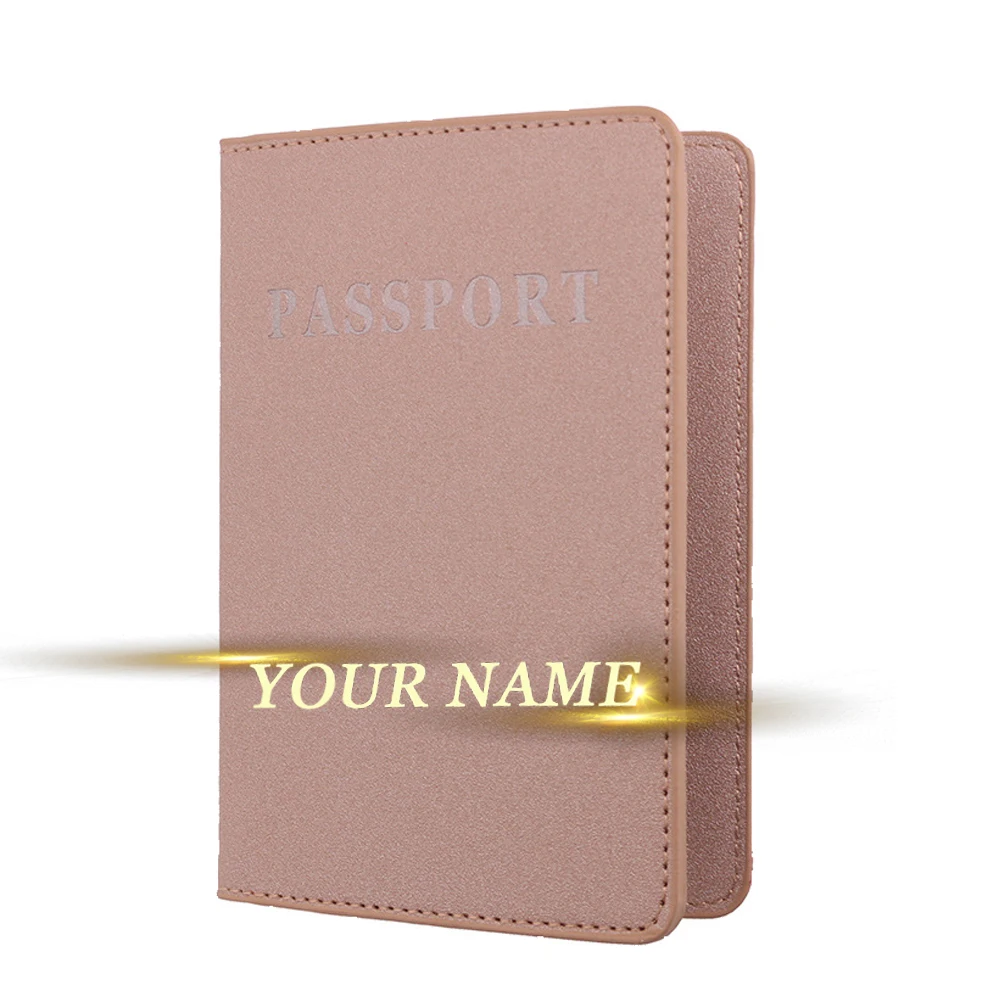 

Engraved Matte Leather Passport Cover Customized Women Men Travel Leather Passport Holder Card Holder Wallet Bank&ID Card Case