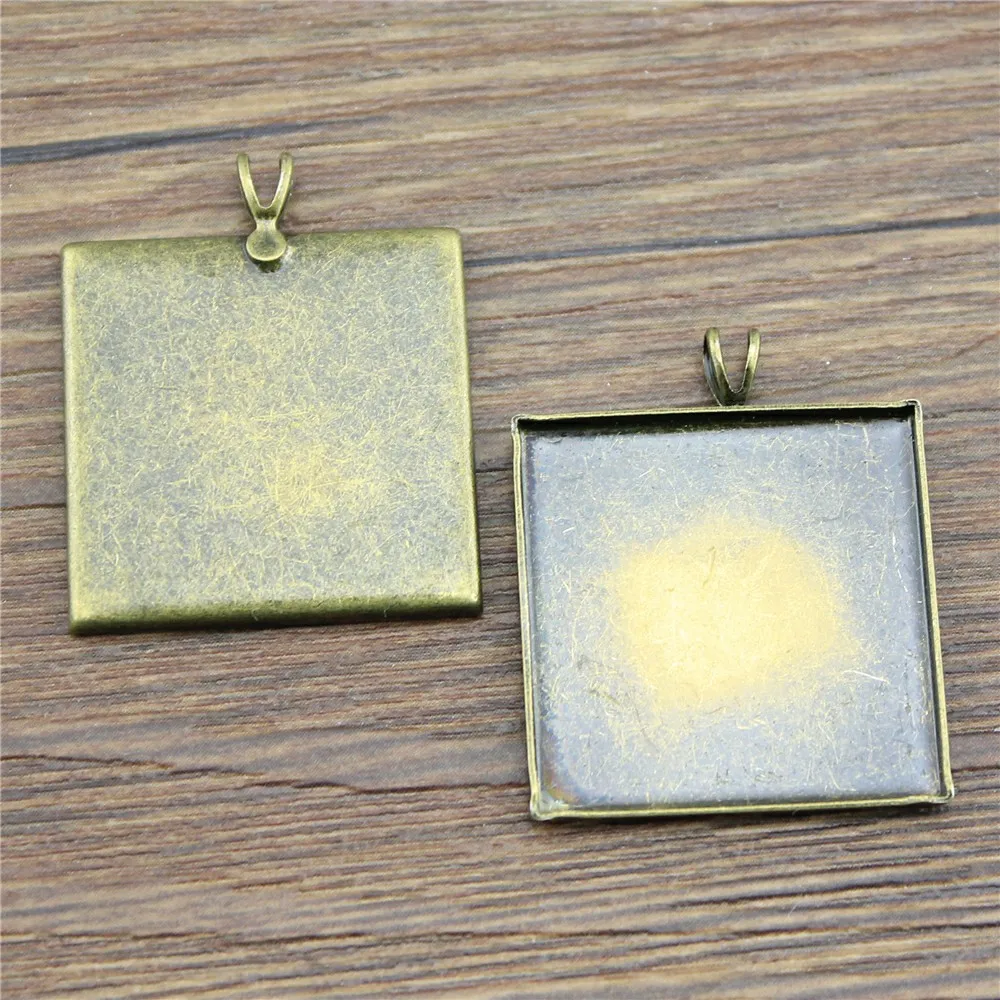 

5pcs Fit 25mm Square Glass Cabochon Simple V-Style Cameo Setting Base Pendant Tray Blank Bezels