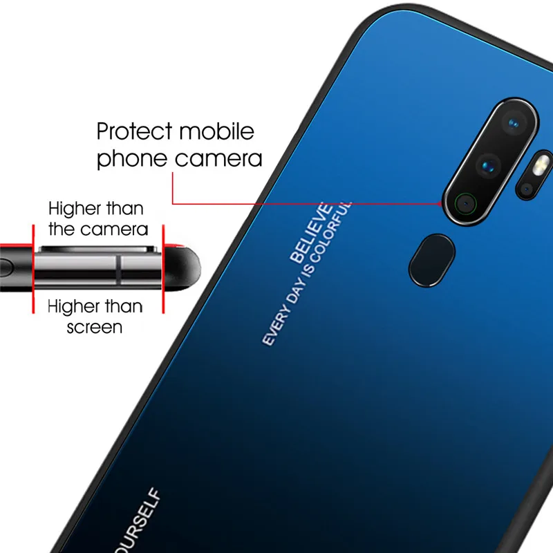 Чехол из закаленного стекла для Oppo A9 2020 A5 цветной градиентный телефонный чехол A11x