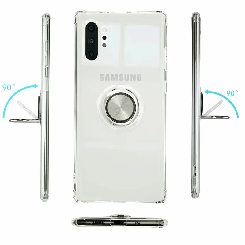 Для samsung Galaxy Note 10 Plus чехол прозрачный силиконовый палец кольцо магнитный
