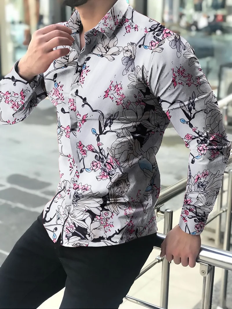 Men's shirt for men clothing social male Blouse Hawaiian long sleeve cardigan blouses and button up Luxury man wholesale 2021