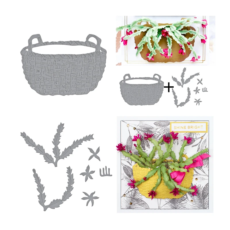 

Metal Cutting Dies Flower Basket Frame Stencils for Decoration Hollow Cutter Big Shot Punching Stencils Embossing Card Making