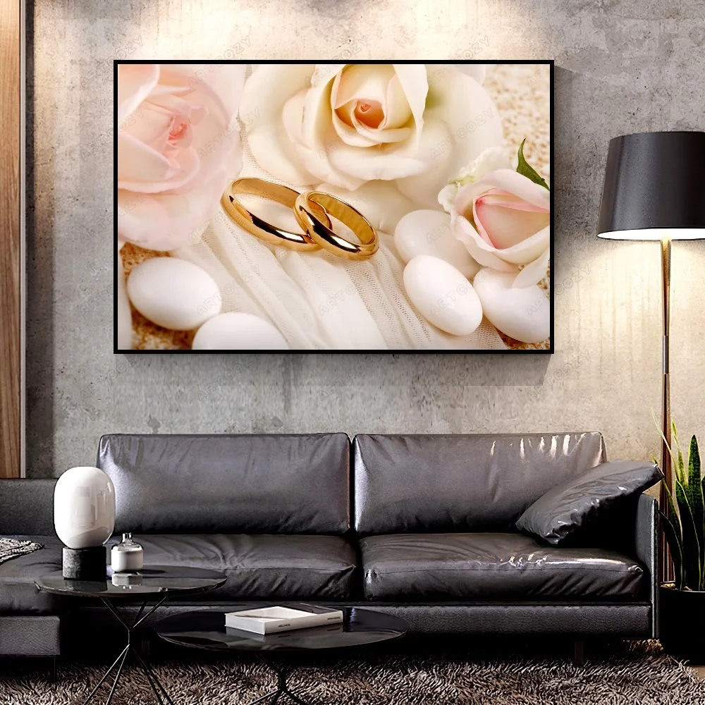 

Artcozy Oil Canvas Painting rings_wedding_roses_composition_ For Home Decoration Wall Art