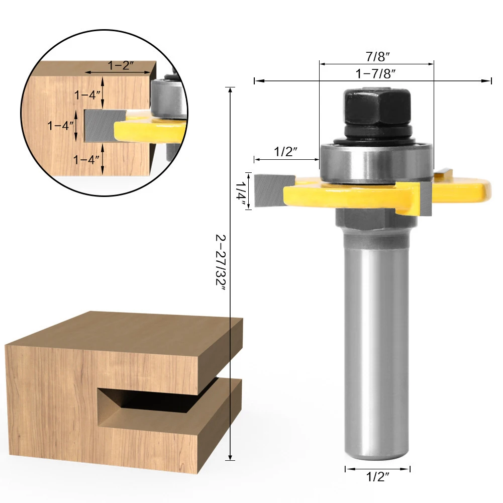 

1/2\" Shank Router bit Wood slotting Milling cutters 3PCS Head YG6 Woodworking Groove